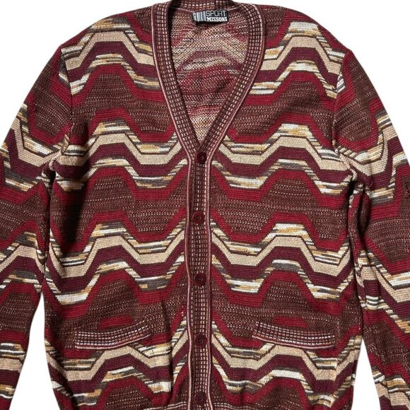 80s vintage Missoni Sport cardigan sweater swirl wavy woven pattern wool blend. - Picture 3 of 7